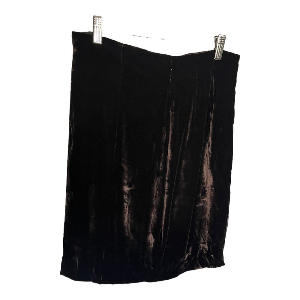 Dana Buchman brown velvety skirt silk blend size 8